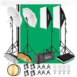 Kshioe 800W 5500K Umbrellas Softbox Continuous Lighting Kit with Backdrop Support System for Photo Studio Product, Portrait and Video Shoot Photography