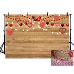 MEHOFOTO Rustic Wood Wedding Bridal Shower Party Photo Studio Background Wooden Red Hearts Love Pattern Birthday Baby Shower Party Decoration Banner Backdrops for Photography 7x5ft