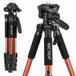 Mactrem PT55 Travel Camera Tripod Lightweight Aluminum for DSLR SLR Canon Nikon Sony Olympus DV with Carry Bag -11 lbs(5kg) Load (Orange)