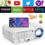 Wireless WiFi HDMI Android Projector 4600 Lumen LCD LED Smart Multimedia Video Projector Home Theater Support HD 1080P Airplay HDMI USB RCA VGA AV for Smartphone DVD Game Console Laptop Outdoor Movie