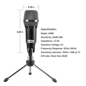 FIFINE USB Microphone, Plug and Play Home Studio USB Condenser Microphone for Skype, Recordings for YouTube, Google Voice Search, Games-Windows or Mac-K668 