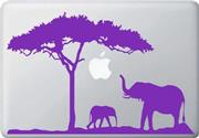 Mom and Baby Elephant Design 2 - MacBook or Laptop Decal Sticker (Color Variations Available) (Purple)