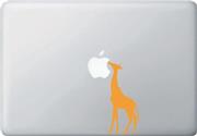 Yadda-Yadda Design Co. Giraffe Eating Apple - MacBook or Laptop Decal (2" w x 4.75" h) (Color Variations Available) (Orange)