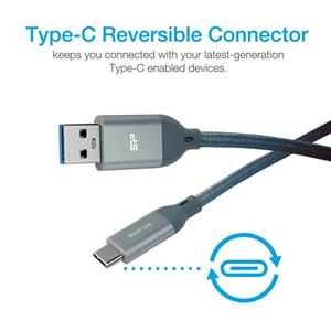 Silicon Power QC 3.0 USB Type to A Fast Charging Data Transfer Charger Cable 3.3ft Nylon Braided Gray 