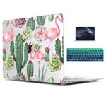 TwoL Transparent Hard Shell Case and Gradient Green Keyboard Cover Screen Protector for New MacBook Air 13 inch 2018 2019 Release Model:A1932 Cute Flamingo