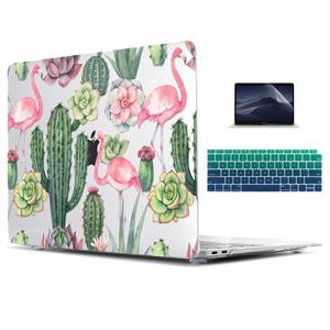 TwoL Transparent Hard Shell Case and Gradient Green Keyboard Cover Screen Protector for New MacBook Air 13 inch 2018 2019 Release Model:A1932 Cute Flamingo 