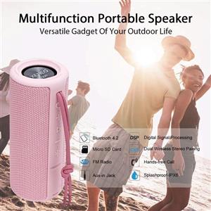 Xeneo X21 Portable Bluetooth Outdoor Speaker for Girls Wireless Bluetooth Speaker Waterproof for Teens, Ladies with FM Radio, Micro SD Card Slot, AUX, TWS - Hard Travel Case Included (Pink) 