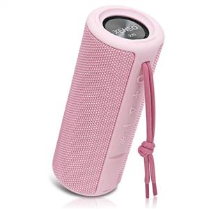 Xeneo X21 Portable Bluetooth Outdoor Speaker for Girls Wireless Bluetooth Speaker Waterproof for Teens, Ladies with FM Radio, Micro SD Card Slot, AUX, TWS - Hard Travel Case Included (Pink) 