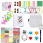 Leebotree Camera Accessories Compatible with Fujifilm Instax Mini 9 or Mini 8 8+ Include Case/Album/Selfie Lens/Filters/Wall Hang Frames/Film Frames/Border Stickers/Corner Stickers(White)