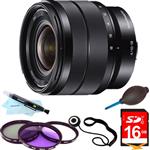 Sony SEL1018 10-18mm Wide-Angle Zoom Lens ESSENTIALS BUNDLE with 16GB SD Card, Multi Coated Laser Cut Filter Kit, Lens Cap Keeper, Lens Pen Cleaning Kit, Dust Blower