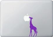 Giraffe Eating Apple - Macbook or Laptop Decal (2"w x 4.75"h) (Color Variations Available) (PURPLE)