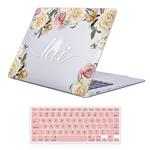 iLeadon MacBook Air 13 inch Protective Hard Case Soft Touch Ultra Thin Shell Cover+Keyboard Cover for Older Version MacBook Air 13 inch Model A1369/A1466 (MacBook Air 13", Rose Flower)