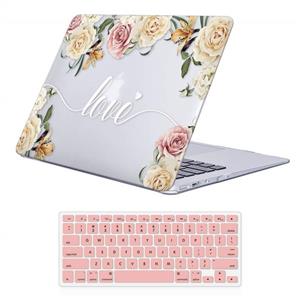 iLeadon MacBook Air 13 inch Protective Hard Case Soft Touch Ultra Thin Shell Cover Keyboard for Older Version Model A1369 A1466 Rose Flower 