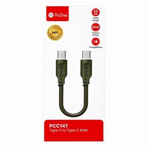 کابل تایپ سی پرووان PCC147 توان 60 وات 25 سانتی‌متر کد 140563