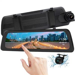 Mirror Dash Cam Backup Camera 9.88" Full HD Touch Screen Car Dash Camera Stream Media Dual Lens 170° 1080P Front and 150°1080P Rear View Camera with G-Sensor PORMIDO,24 Hour Parking,GPS 