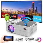 Mini Portable Pico Projector 3200 lumens Android 6.0 WiFi Bluetooth Full HD 1080p Video Projector LCD LED Smart Proyector with Airplay Miracast Wireless Smart Phone Mirror Home Cinema Outdoor Movie