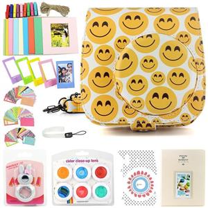 wogozan Kit About Instax Mini 8 9 Accessories Includes Smiling face instax Case Photo Album for Fujifilm Film or Polaroid Colored Filters Frames Selfie Lens Others 