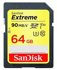 SanDisk 64GB Extreme Memory Card works with Canon EOS Rebel SL2, T6, T6i, T5i EF-S, EOS 80D, Powershot Camera SDXC 4K V30 UHS-I (SDSDXVE-064G-GNCIN) with Everything But Stromboli Combo Reader 