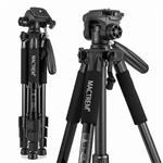 MACTREM M-PT55-Bk PT55 Travel Camera Tripod Lightweight Aluminum for DSLR SLR Canon Nikon Sony Olympus DV with Carry Bag -11 Lbs(5Kg) Load (Black)