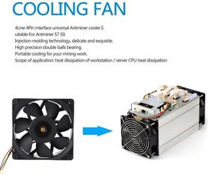 Tekit 6800-7300RPM DC12V 5.0A Brushless Miner Cooling Fan for Antminer Bitmain S7 S9 (DC12V 5.0A) 