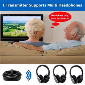 Wireless RF Headphones for TV Watching, Over-Ear Stereo Headsets for Hard of Hearing, 330ft Signal Range (Headphone only, Need Transmitter) 