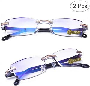 LUFF Premium Computer Reading Glasses Blue Light Blocking Diamond Cut Edge Design Spectacle Readers for Men(+1.5) 