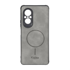 قاب گوشی Huawei Nova 9 SE هوآوی ژله ای چرمی جیر کجسا KAJSA طرح مگ سیف Magsafe طوسی کد 181144