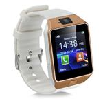 Padgene Bluetooth DZ09 Smartwatch Touch Screen with Pedometer Anti-Lost Camera Support Android Apple System (Gold(with White Band))