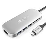 USB C Hub, HooToo USB C Adapter with 100W Type C Power Delivery, HDMI Output, Card Reader, 3 USB 3.0 Ports for 2018/2017/2016 MacBook Pro and Windows Type C Laptop - Silver