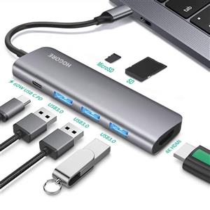 USB C Hub HDMI HOGORE 7 in 1 Type Multi port Adapter Dongle with 4K 60W PD Charging 3 3.0 Ports SD Micro Compatible MacBook HP Spectre Dell XPS Lenovo Yoga ChromeBook Surface Go 