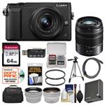 Panasonic Lumix DMC-GX85 4K Wi-Fi Digital Camera & 12-32mm (Black) with 45-150mm Lens + 64GB Card + Case + Battery + Tripod + Tele/Wide Lens Kit