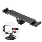 Ulanzi PT-2 Aluminum Alloy Universal Cold Shoe Extension Bracket 2 Hot Shoe Mounts Extension Bar Dual Bracket with 1/4" Thread Holes for iPhone Nikon Canon DSLR Camera Flash LED Video Light Microphone