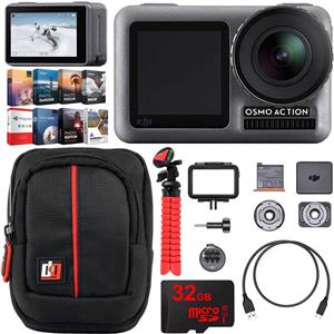 DJI Osmo Action 4K HDR Camera with 2 Touch Displays 11M Waterproof 4K Ultra HD Video 12MP Adventurer's Bundle Including Case Tripod High Speed 32GB Memory Card and Photo Video Editing Software Kit