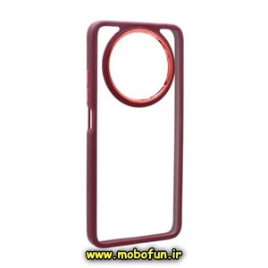 قاب گوشی Huawei Nova Y90 هوآوی اورجینال متال کیس Metal طرح پشت طلق شفاف دور سیلیکونی زرشکی کد E39-171522