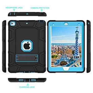 iPad Mini 5 Case, 5th Generation Hybrid Three Layer Armor Shockproof Rugged Drop Protection Cover Built with Kickstand for 7.9" 2019 (Sky Blue) 