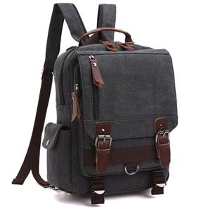 Unisex Lightweight Multi Pockets Canvas Small Day Bag School Backpack Vintage Travel Hiking Rucksack for Men/Women Daypack