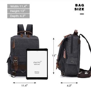 Unisex Lightweight Multi Pockets Canvas Small Day Bag School Backpack Vintage Travel Hiking Rucksack for Men/Women Daypack