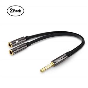 Kingtop 2 Pack 3.5mm Combo Audio Adapter Cable for PS4,Xbox One,Tablet,Mobile Phone,PC Gaming Headsets and New Version Laptop