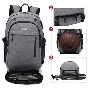 KOLAKO Basketball Backpack Water Resistant Anti Theft Travel Sports Laptop with USB Charging Port and Lock Extra Large College School Computer Bag for Women Men Fits17 Inch 