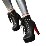 Outtop(TM) Retro Women Solid Ankle Boots Ladies Metal Rivet Thick Super High Heel Round Toe Short Booties