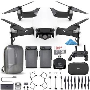 DJI Mavic Air Quadcopter with Remote Controller Arctic White Pilot Bundle Extra Battery SanDisk 32gb MicroSD Hard Shell Molded Backpack and Card Reader 