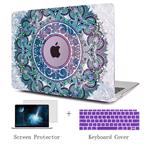 TwoL Purple Mandala Hard Shell Case Keyboard Skin Screen Protector for New MacBook Air 13 inch 2018 2019 Model A1932 with Touch ID