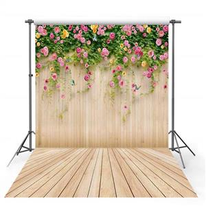 MEMOFOTO 5×7ft Silk Photography Backdrops 3D Flower Wall Butterfly Wood Photo Background For Kids 