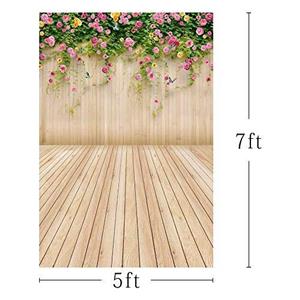 MEMOFOTO 5×7ft Silk Photography Backdrops 3D Flower Wall Butterfly Wood Photo Background For Kids 