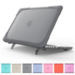 MacBook Air 11 Inch Kickstand Case, Funut 2 in 1 Rubberized Hard Plastic Case Cover Shock Proof Translucent Matt Protective Case for Laptop MacBook Air 11.6 Inch (Models: A1370 A1465) (# Gray)