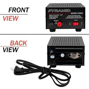 Universal Compact Bench Power Supply - 6 Amp Linear Regulated Home Lab Benchtop AC-to-DC 12V Converter w/ 13.8 Volt DC 115V AC 100 Watt Power Input, Screw Type Terminals, Cooling Fan - Pyramid PS8KX 