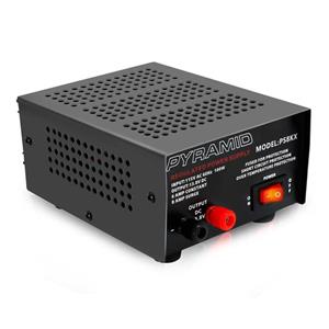 Universal Compact Bench Power Supply - 6 Amp Linear Regulated Home Lab Benchtop AC-to-DC 12V Converter w/ 13.8 Volt DC 115V AC 100 Watt Power Input, Screw Type Terminals, Cooling Fan - Pyramid PS8KX 