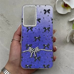 قاب گوشی Galaxy A36 سامسونگ فانتزی ماربل IMD لنز نگین دار دور مات دکمه کرومی طرح پاپیون کیوت کد 166078