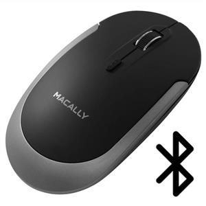 Macally Silent Wireless Bluetooth Mouse for Apple Mac or Windows PC Laptop/Desktop Computer - Slim & Compact Mice Design with Optical Sensor & DPI Switch 800/1200/1600 - Small for Easy Travel, Black 