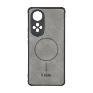 قاب گوشی Huawei Nova 9 - Honor 50 هوآوی ژله ای چرمی جیر کجسا KAJSA طرح مگ سیف Magsafe طوسی کد 180349